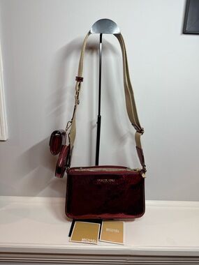 Michael Kors Lady Small Purse Handbag Crossbody Bag with Case Cherry MK Mesenger
